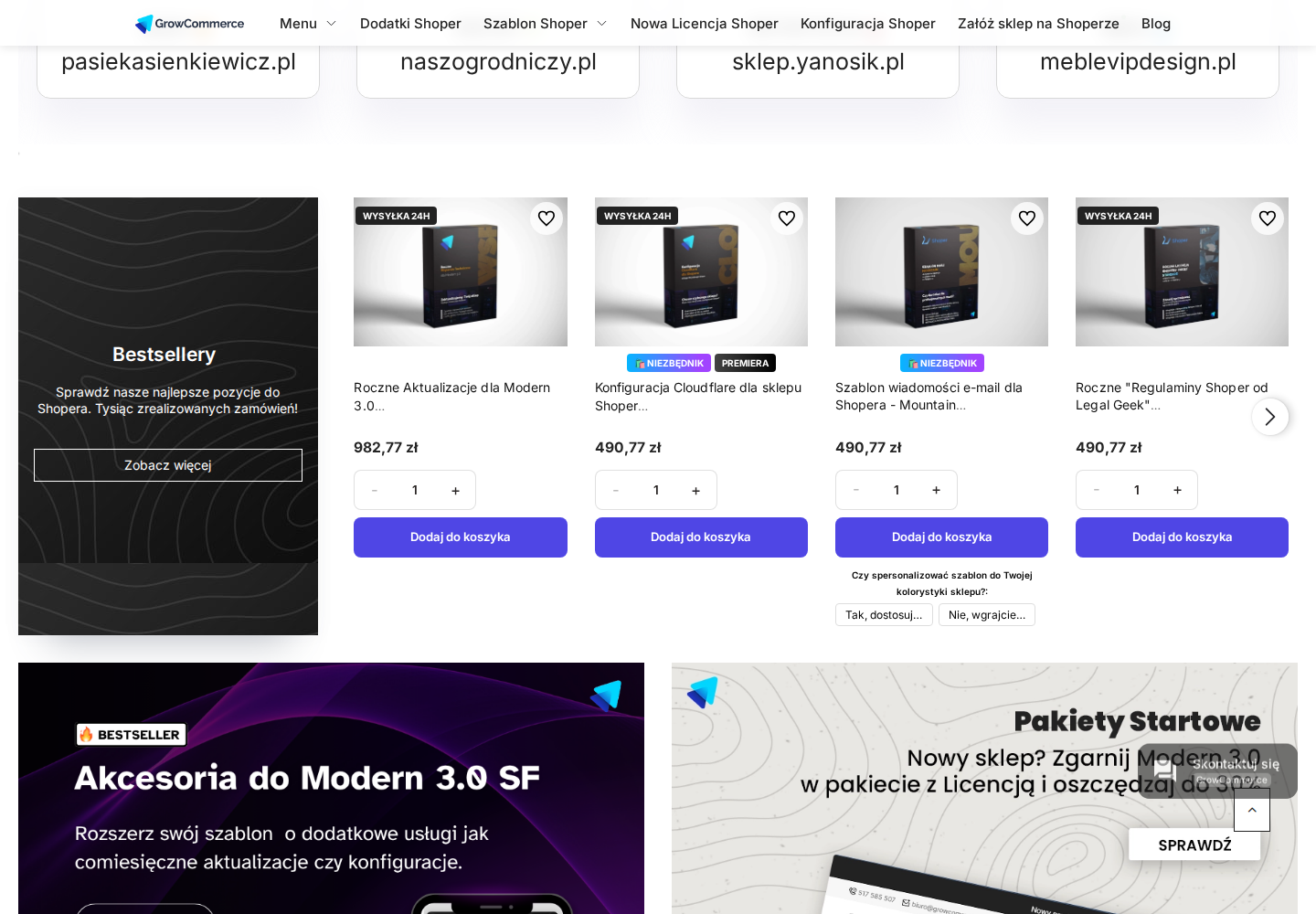 Kontrolki GrowQty na liście produktów sklepu Shoper RWD
